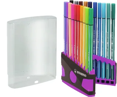 Viltstift STABILO Pen 68/20 antrac/roze etui 20st