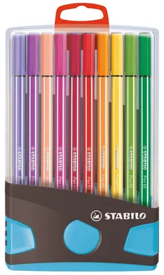 Viltstift STABILO Pen 68/20 antrac/turq etui 20st