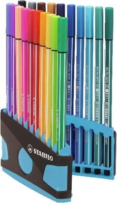 Viltstift STABILO Pen 68/20 antrac/turq etui 20st