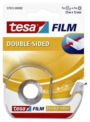 Tape tesafilm dubbelz 12mmx7.5m tr met dispenser