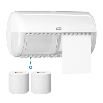 Toiletpapierdispenser Tork T4 duo wit