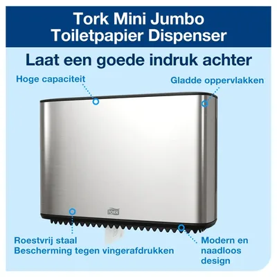Toiletpapierdispenser Tork T2 Image Line zilver
