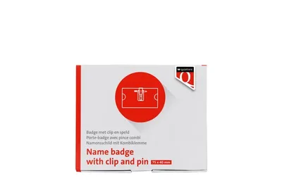 Badge Quantore clip+speld 40x75mm