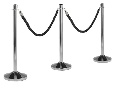 Afzetkoord Securit 150cm zwart chroome knop