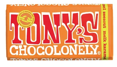 Chocolade Tony Chocolonely melk karam zeezt 180gr